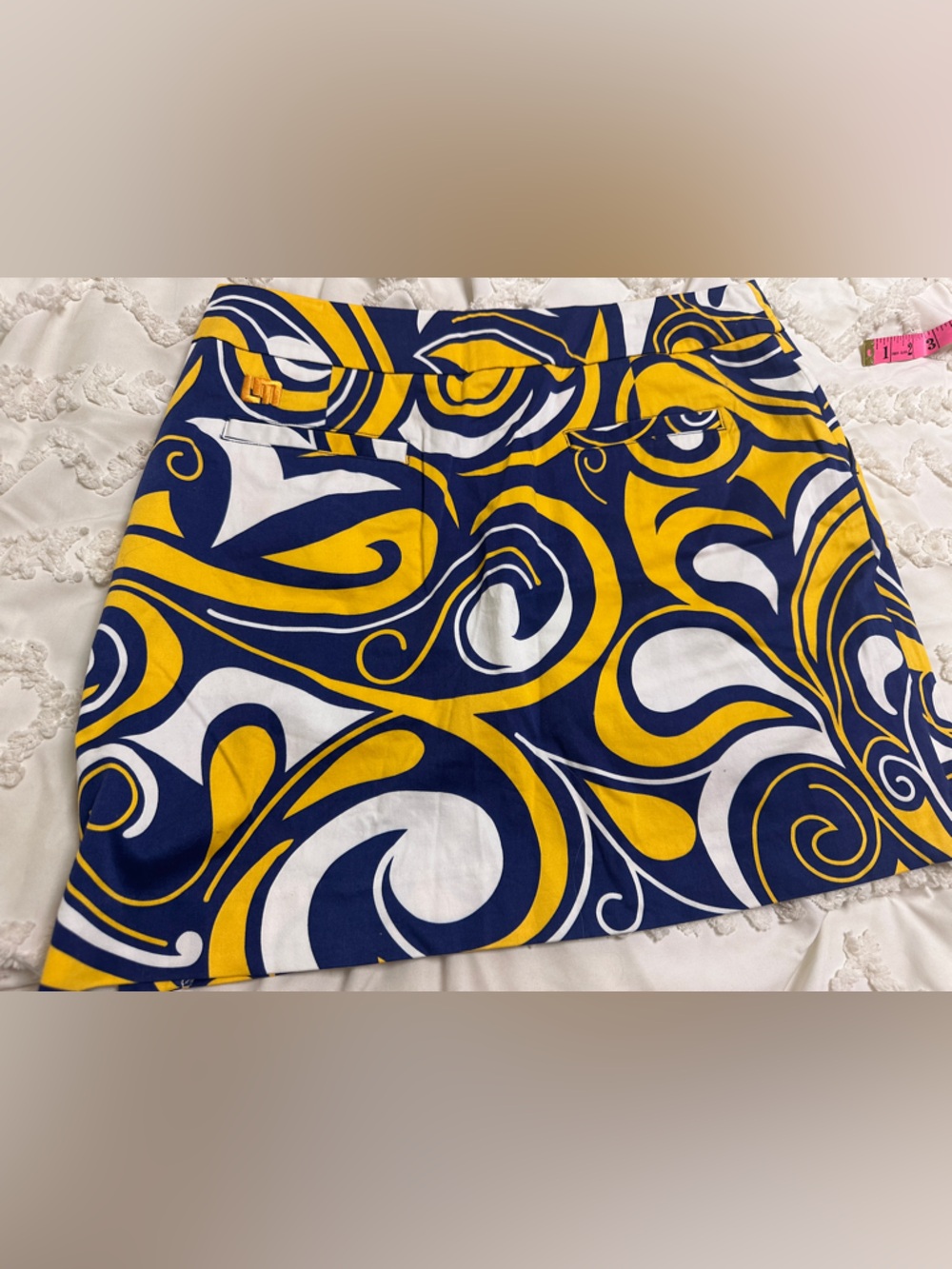 Loudmouth Navy, Yellow & White Printed Skirt